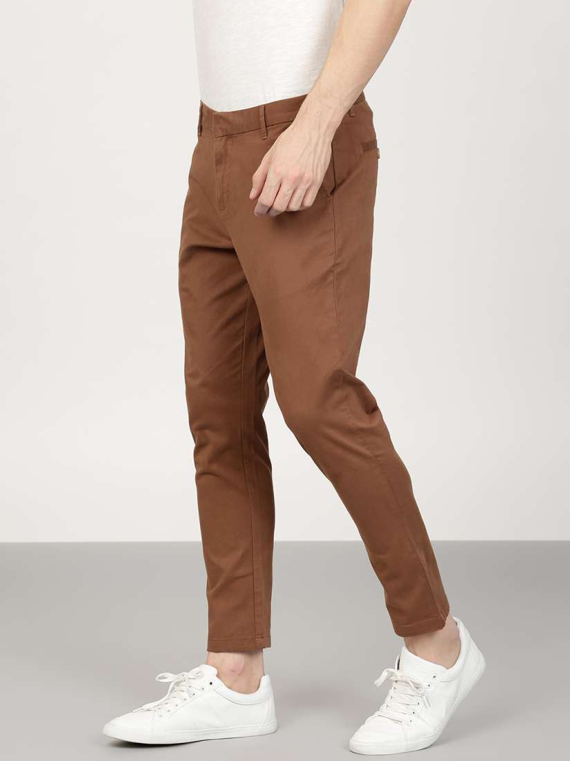 Buy ether Men Brown Slim Fit Cropped Chinos Trousers for Men 2035194 Myntra
