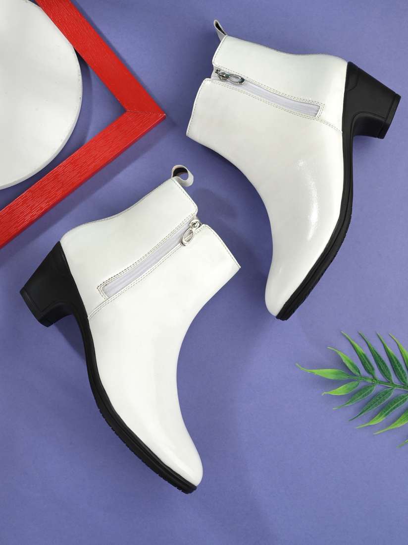 Buy EL PASO Women White Faux Leather Pro Guard Ankle Casual Boots Boots for Women 20353850 Myntra