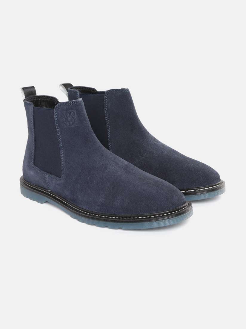 Buy Woodland Men Navy Blue Solid Mid Top Chelsea Boots Boots for Men 20356054 Myntra