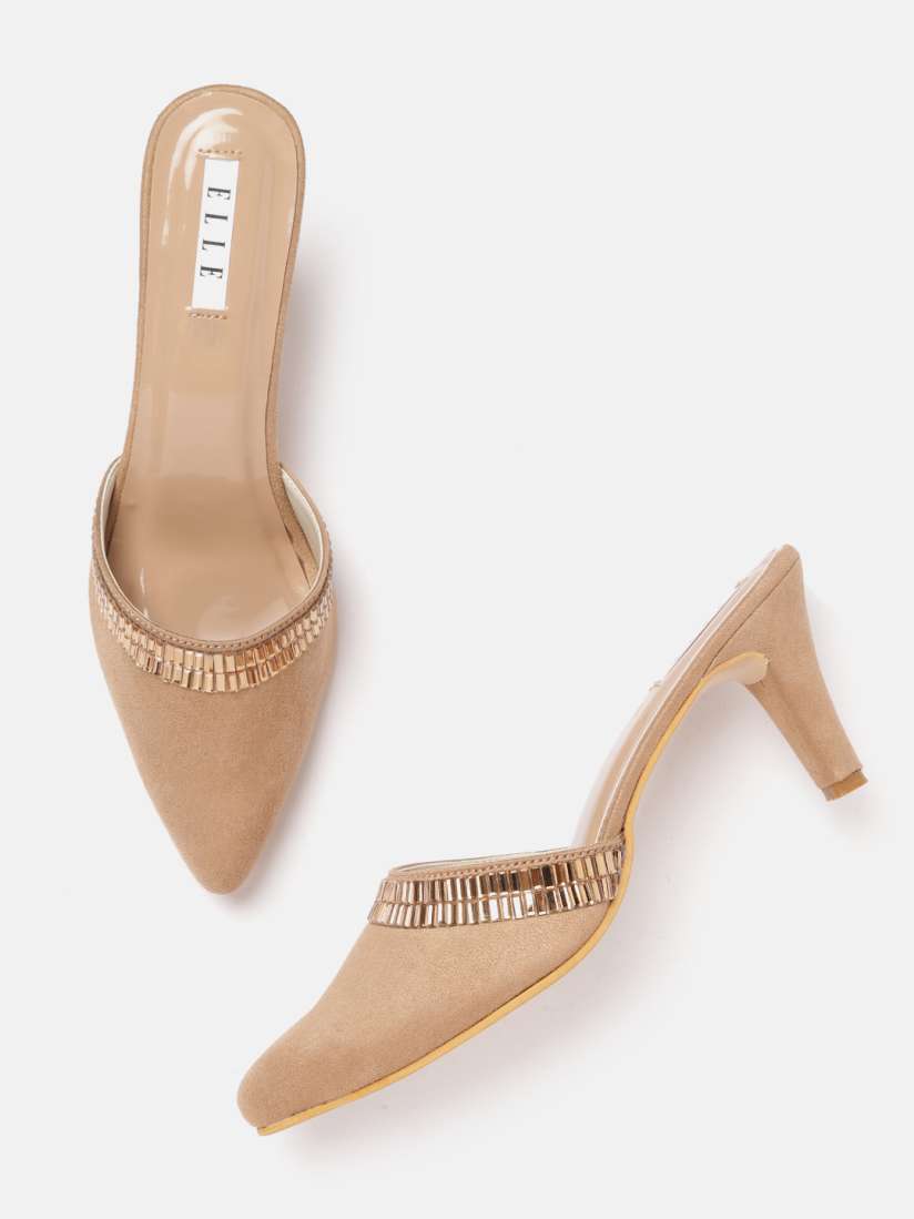 Buy ELLE Beige Embellished Detail Mules Heels for Women 20356218 Myntra