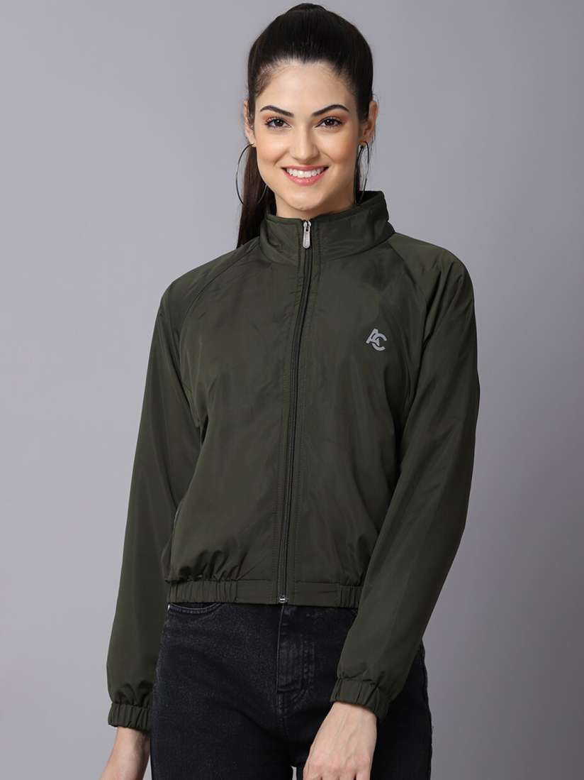 Buy ANTI CULTURE Women Olive Green Windcheater Sporty Jacket Jackets for Women 20356344 Myntra