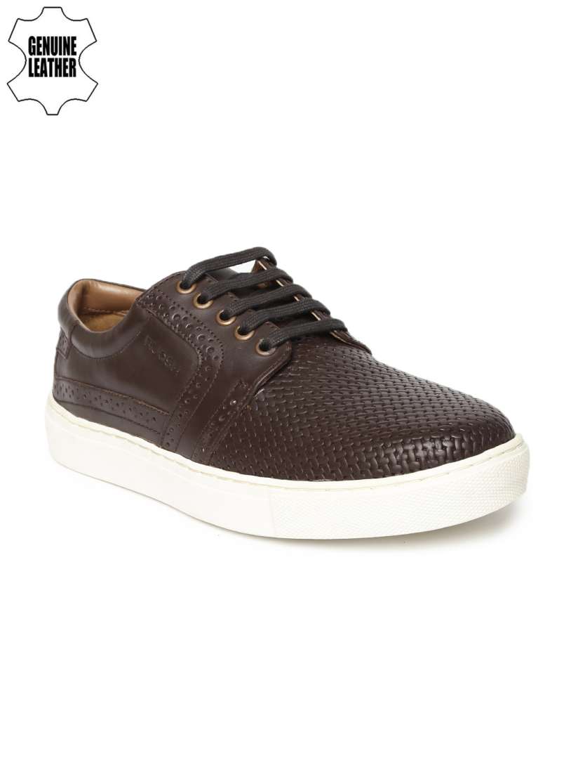 Buy Ruosh Smart Casual Men Coffee Brown Genuine Leather Textured Sneakers Casual Shoes for Men 2035788 Myntra