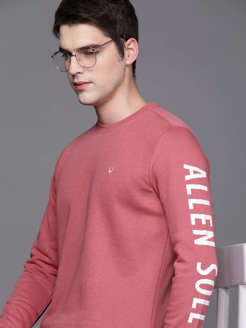 Buy Allen Solly Men Dusty Pink Solid Sweatshirt With Brand Logo Print Detail Sweatshirts for Men 20359522 Myntra