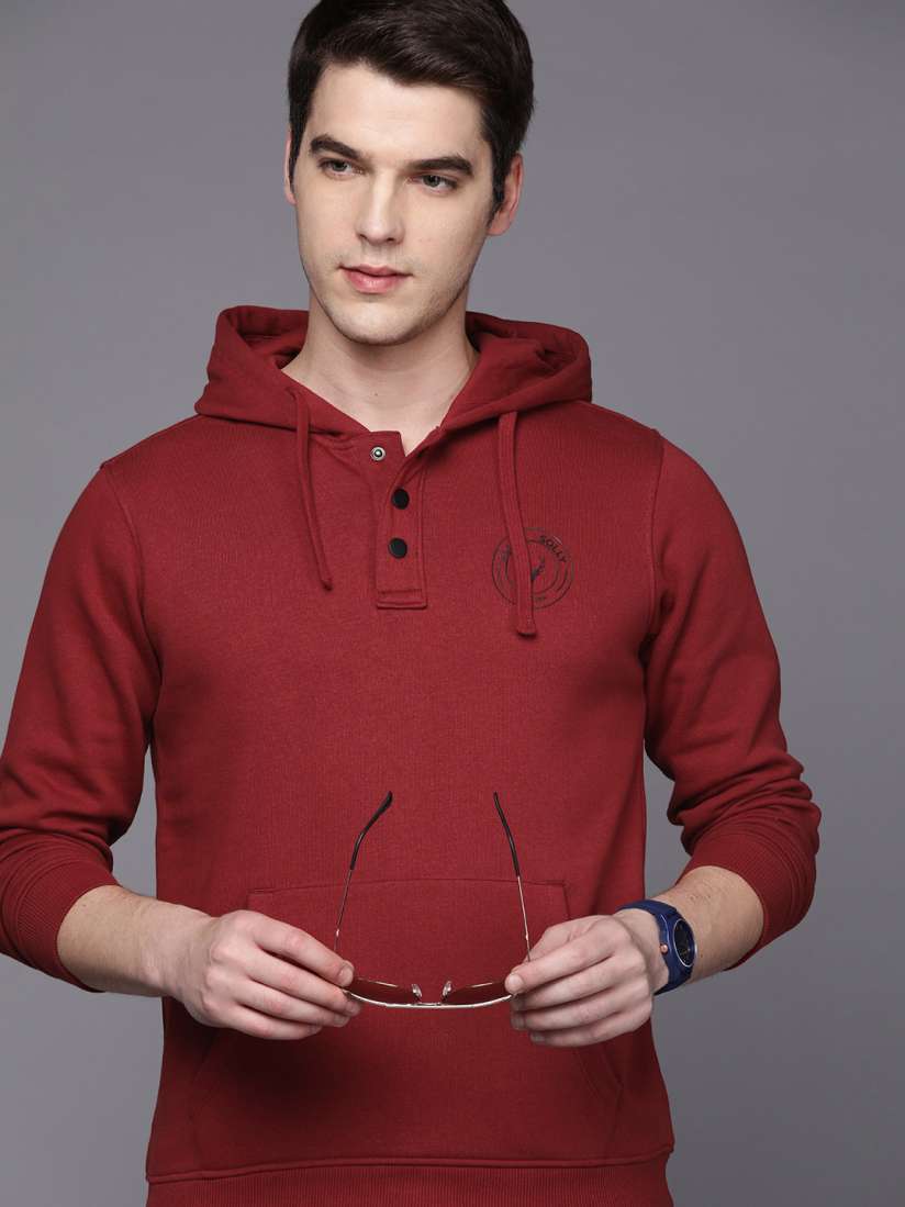 Buy Allen Solly Men Maroon Hooded Sweatshirt Sweatshirts for Men 20359532 Myntra