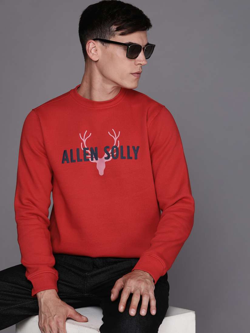 Buy Allen Solly Men Red Brand Logo Printed Sweatshirt Sweatshirts for Men 20359556 Myntra