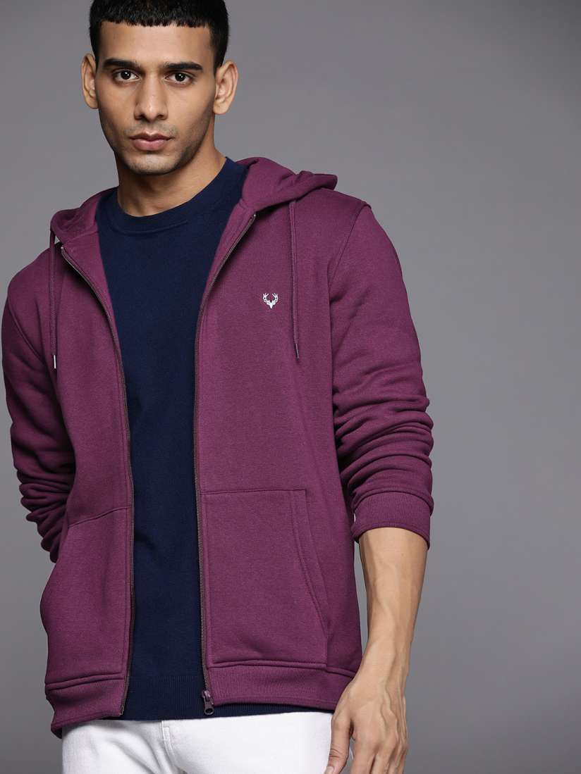Buy Allen Solly Men Purple Solid Hooded Sweatshirt Sweatshirts for Men 20359586 Myntra