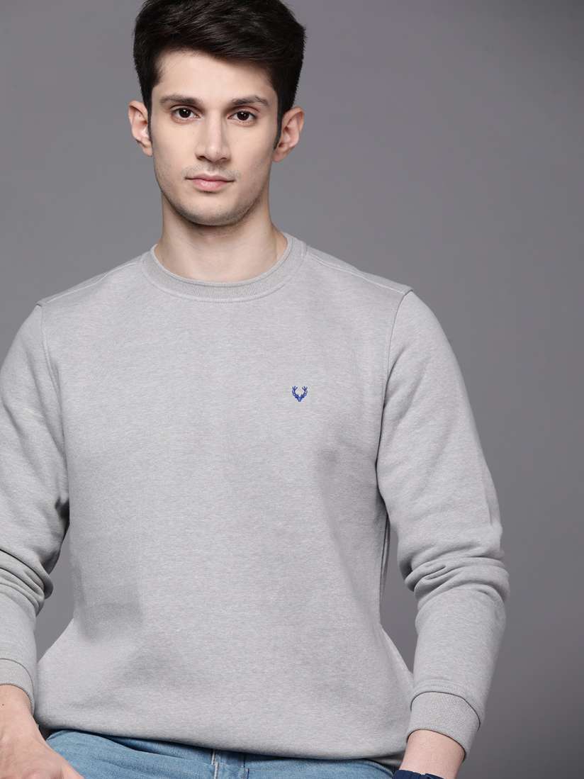 Buy Allen Solly Men Grey Melange Solid Sweatshirt Sweatshirts for Men 20359636 Myntra