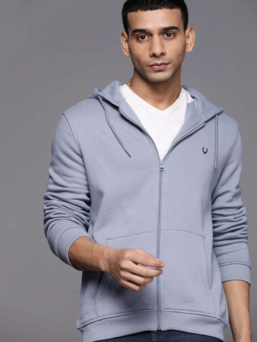 Buy Allen Solly Men Blue Solid Hooded Sweatshirt Sweatshirts for Men 20359672 Myntra