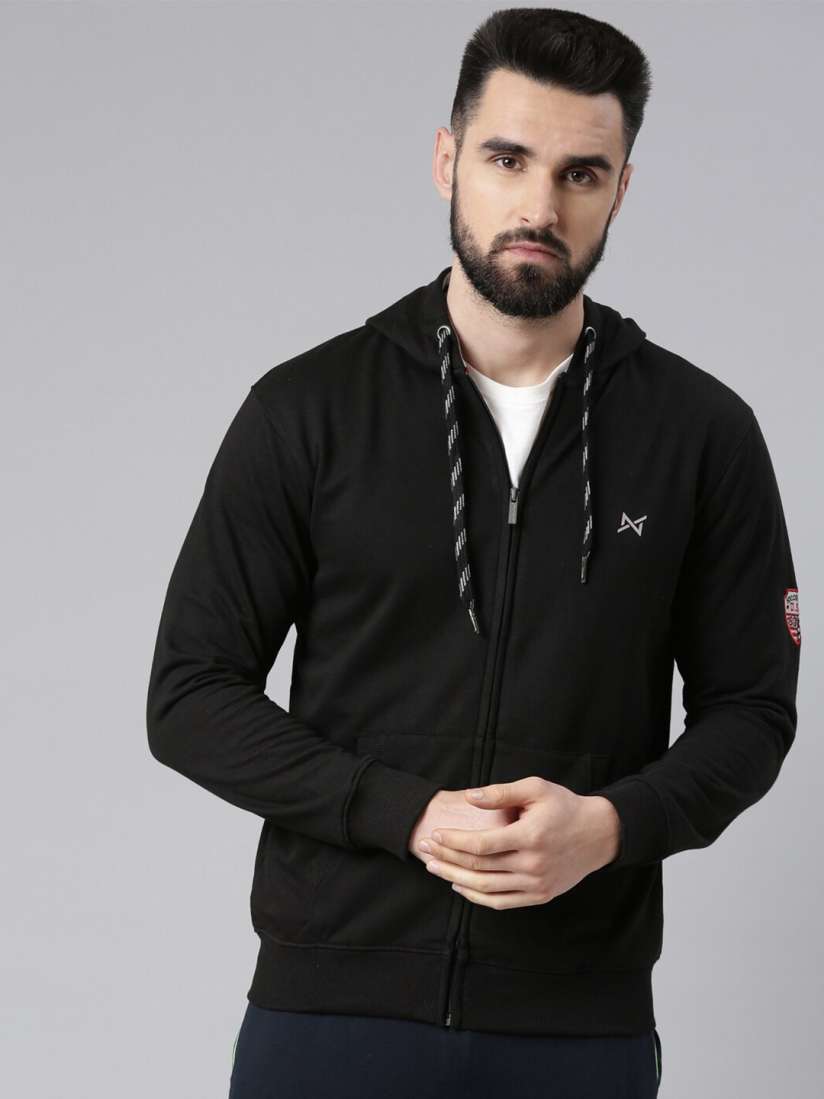 Black hoodie myntra clearance
