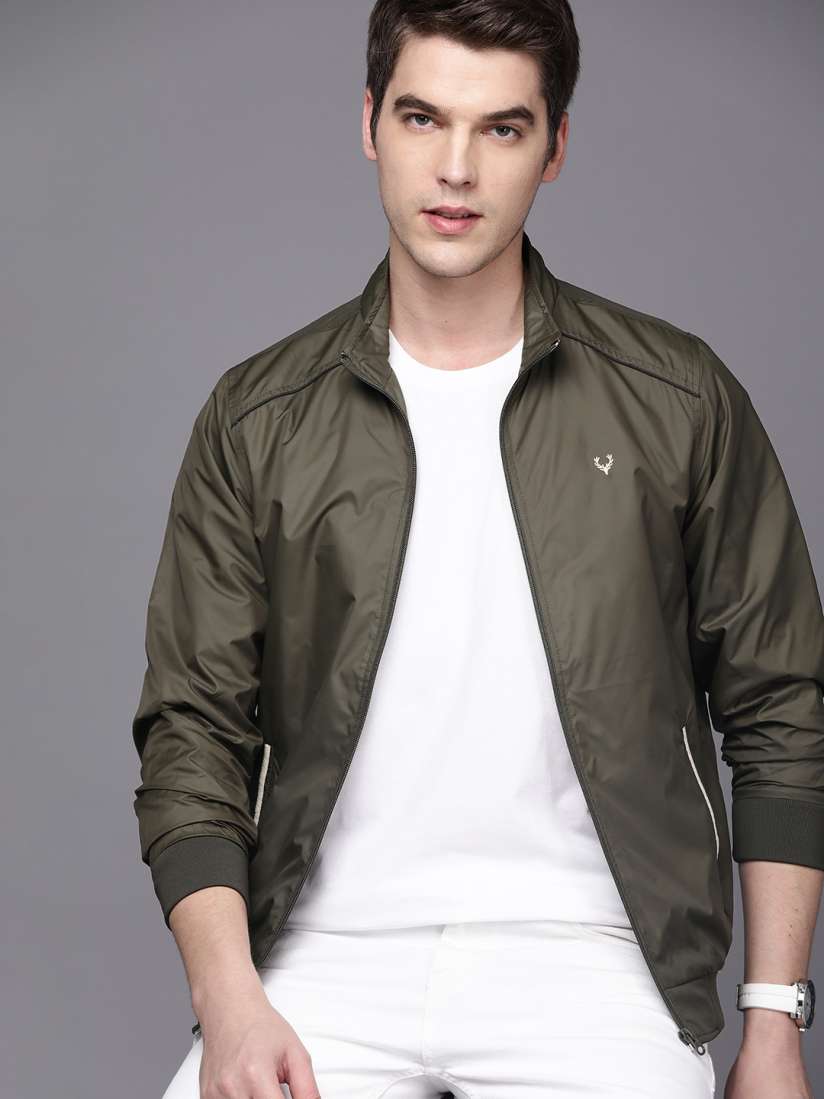Buy Allen Solly Men Olive Green Bomber Jacket Jackets for Men 20360300 Myntra