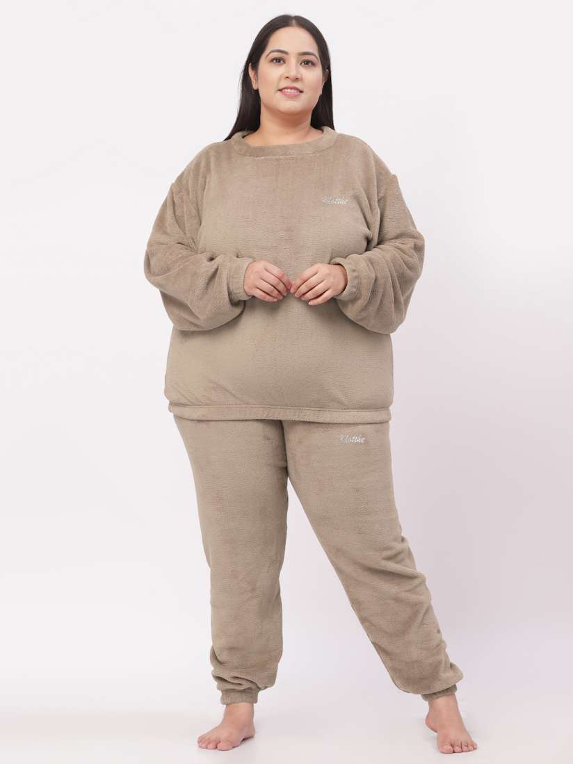 Buy KLOTTHE Plus Size Woollen Night Suit Night suits for Women 20360388 Myntra