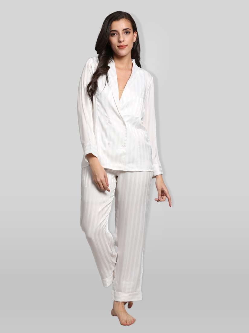 White satin night suit 2025