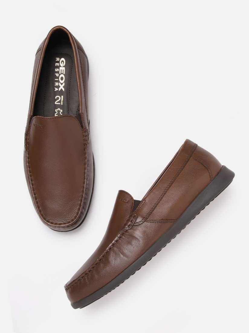 Geox brown leather shoes clearance