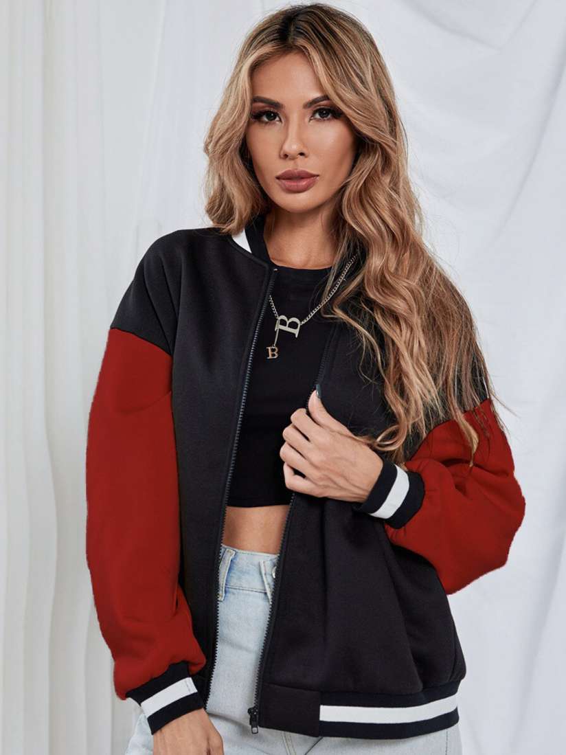 Buy StyleCast Women Red Black Colourblocked Bomber Jacket Jackets for Women 20364676 Myntra