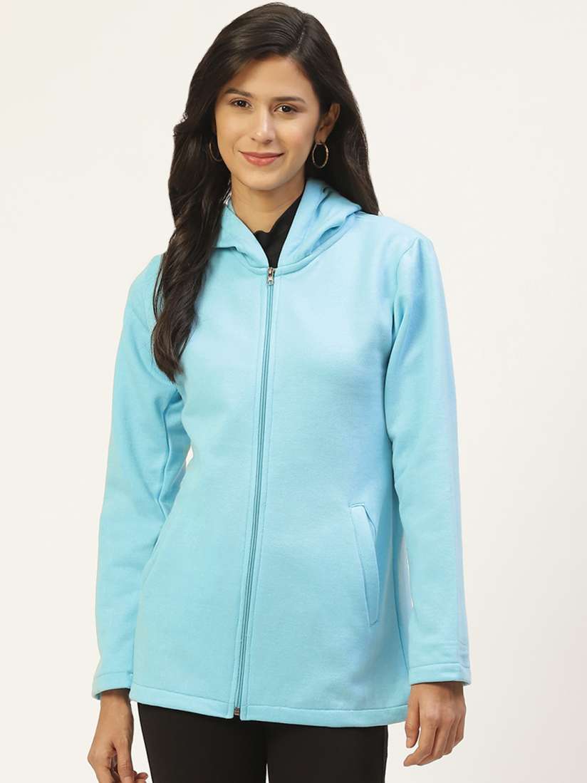 Buy Belle Fille Women Turquoise Blue Fleece Open Front Jacket Jackets for Women 20365778 Myntra