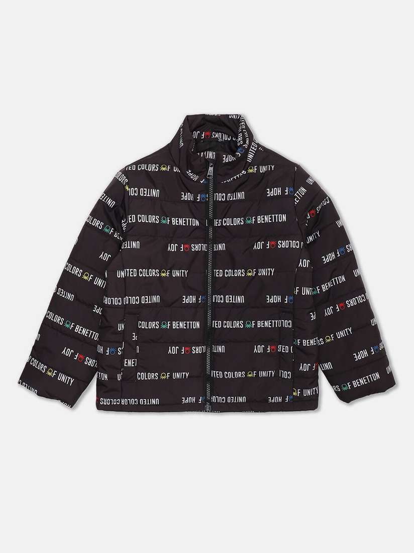 Buy United Colors of Benetton Boys Grey Typography Padded Jacket