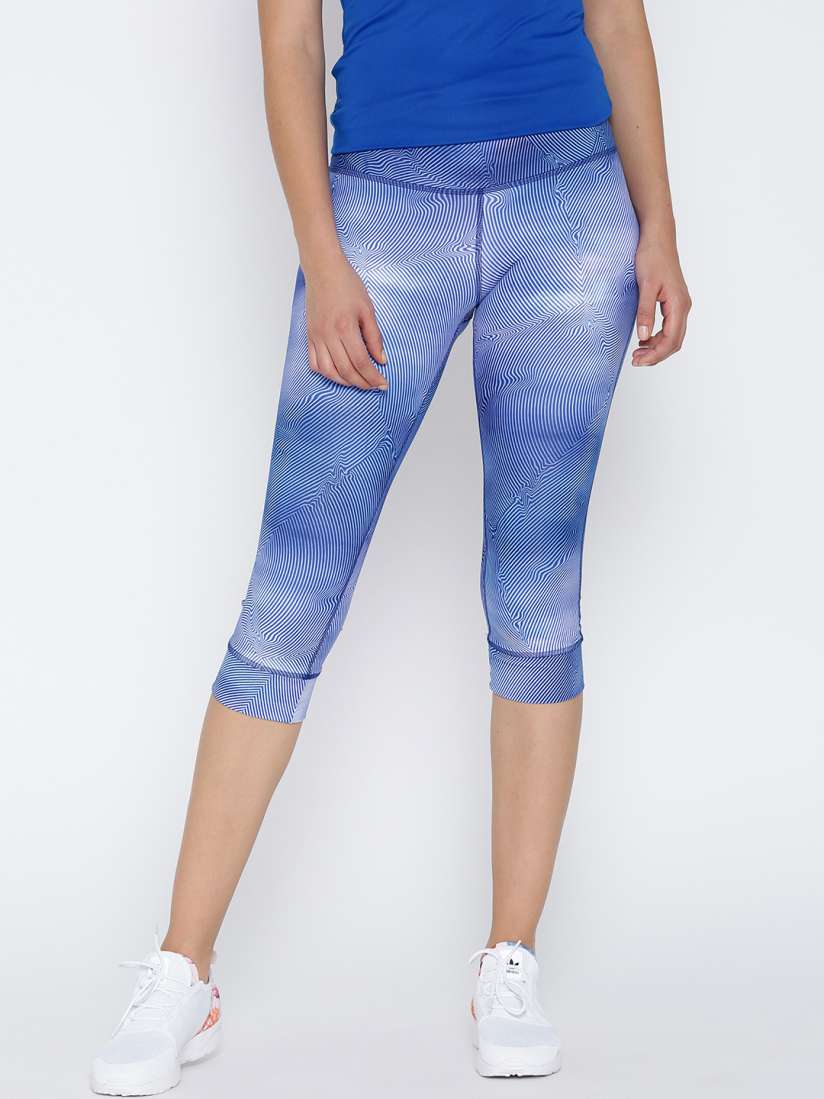 Buy Reebok Blue White Lux Bold Tech Striped 3 4th Training Tights Tights for Women 2036701 Myntra