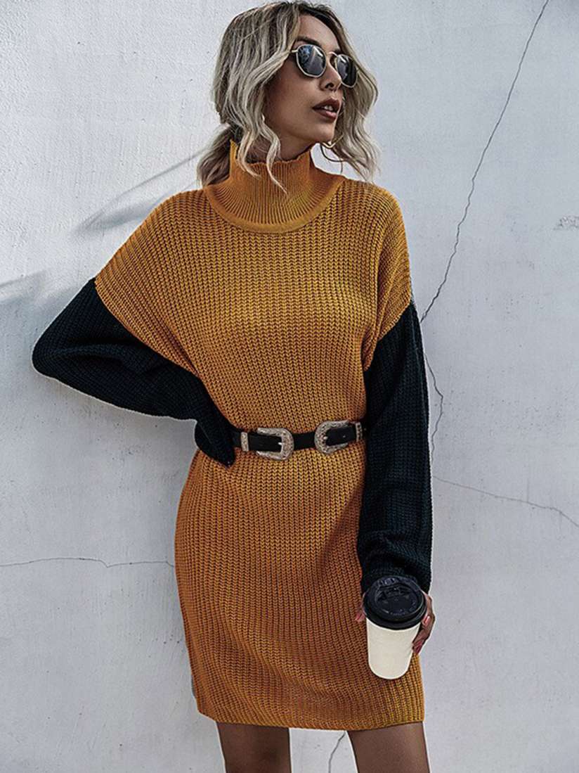 Buy StyleCast Women Mustard Yellow Black Colorblocked Sweater Dress Dresses for Women 20367046 Myntra