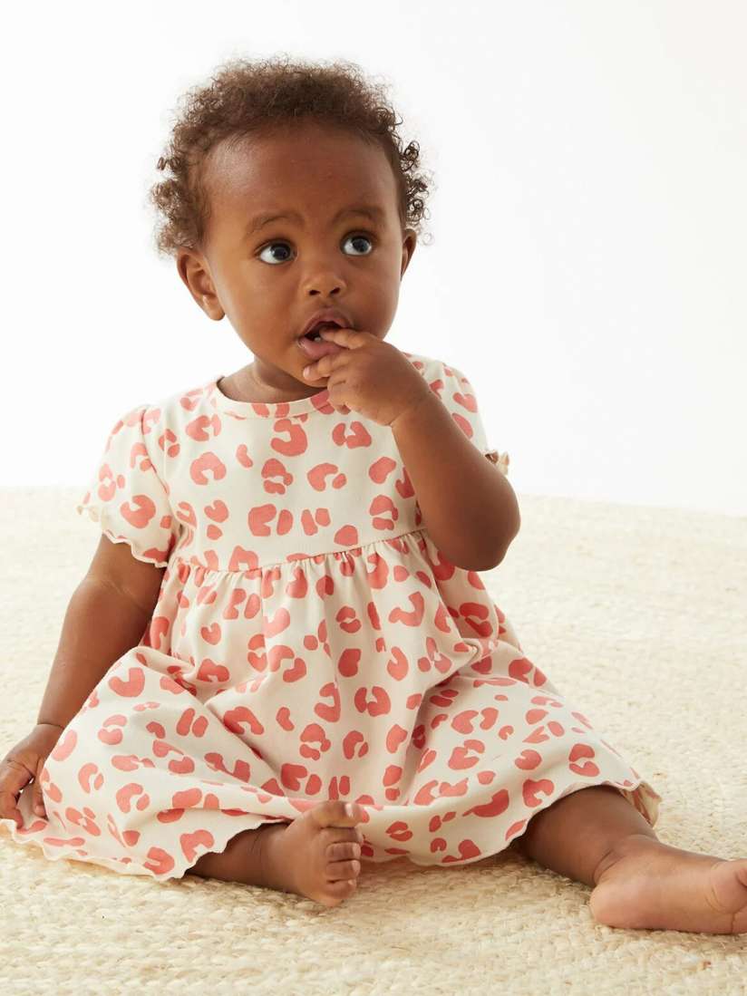 Buy Marks Spencer Kids Girls White Peach Coloured Pure Cotton Fit Flare Dress Dresses for Girls 20367178 Myntra