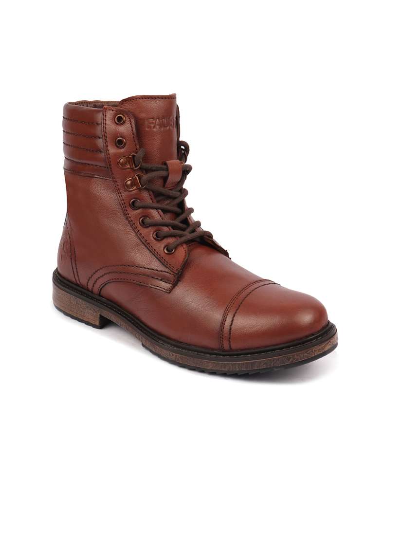 Buy FAUSTO Men Tan Solid Leather Boots Boots for Men 20368222 Myntra