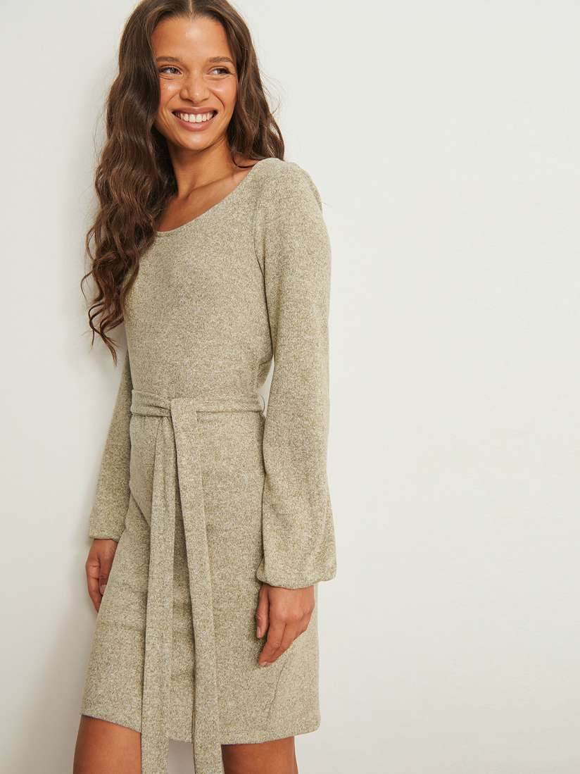 Buy NA KD Olive Green Melange Effect Jumper Dress with Belt Dresses for Women 20369588 Myntra