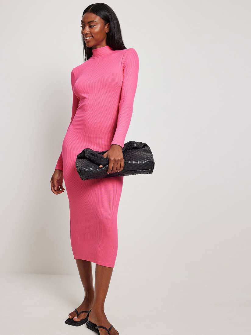 Pink bodycon midi dress top