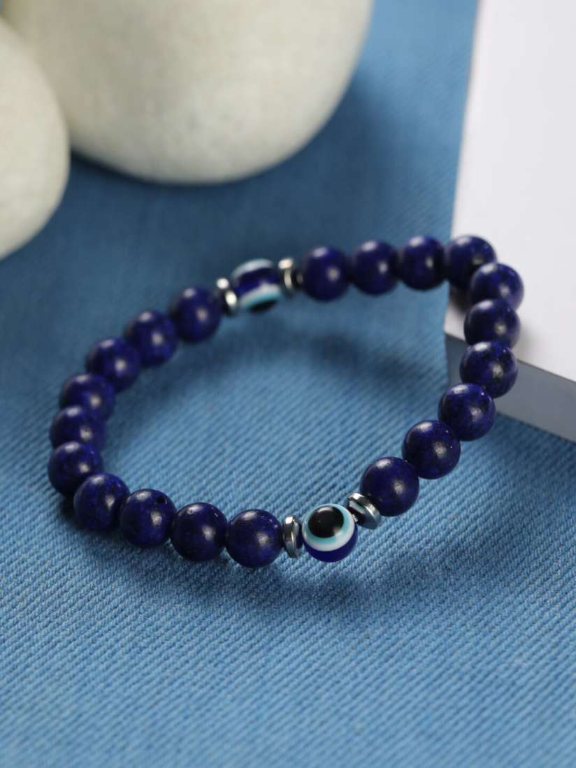 Buy Priyaasi Men Blue Off White Evil Eye Beaded Bracelet Bracelet for Men 20372280 Myntra