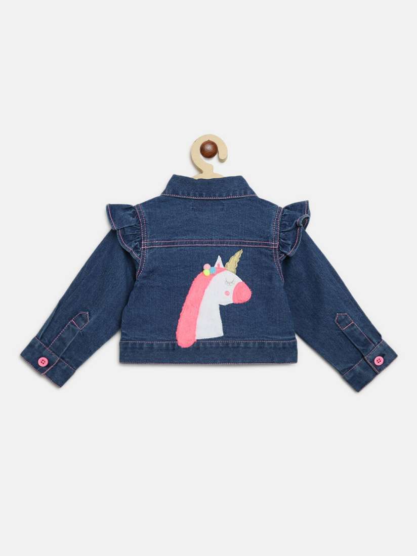 Buy Nauti Nati Girls Navy Blue Pink Denim Jacket Jackets for Girls 20373774 Myntra