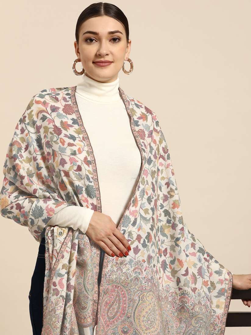 Buy Sangria Women White Woollen Kashmiri Kaani Weave Shawl Shawl for Women 20374304 Myntra