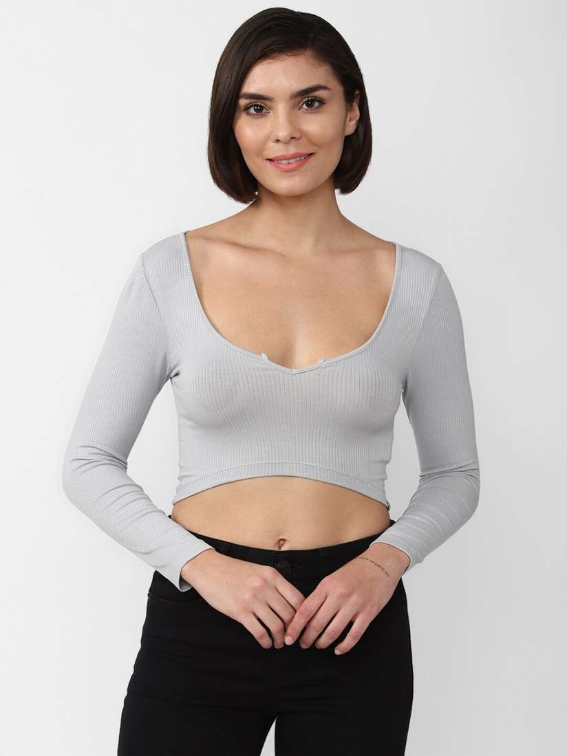 forever 21 grey crop top