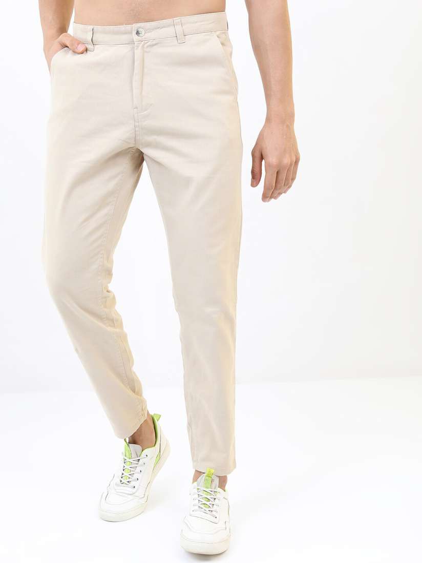 Buy HIGHLANDER Men Beige Tapered Fit Cotton Trousers Trousers for Men 20377668 Myntra