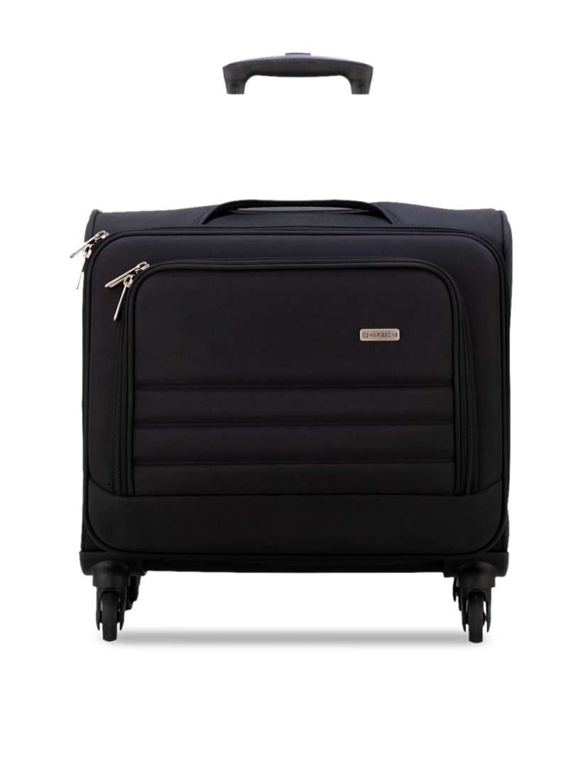 Buy Harissons Black Solid Soft Sided Overnighter Trolley Suitcase Trolley Bag for Unisex 20379064 Myntra