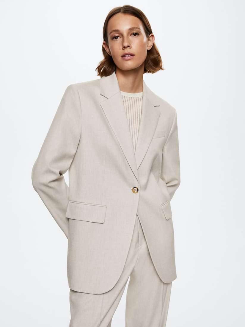 Oversized Blazer Light Gray Blazer Womens Reebok Classic Women Light Grey Double-Breasted Oversized Fit Solid Blazer