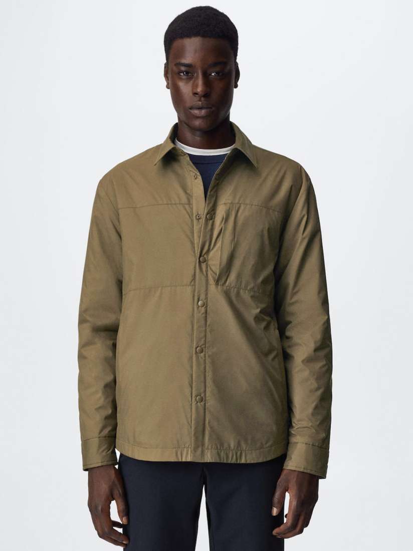 Mens khaki shirt jacket hot sale