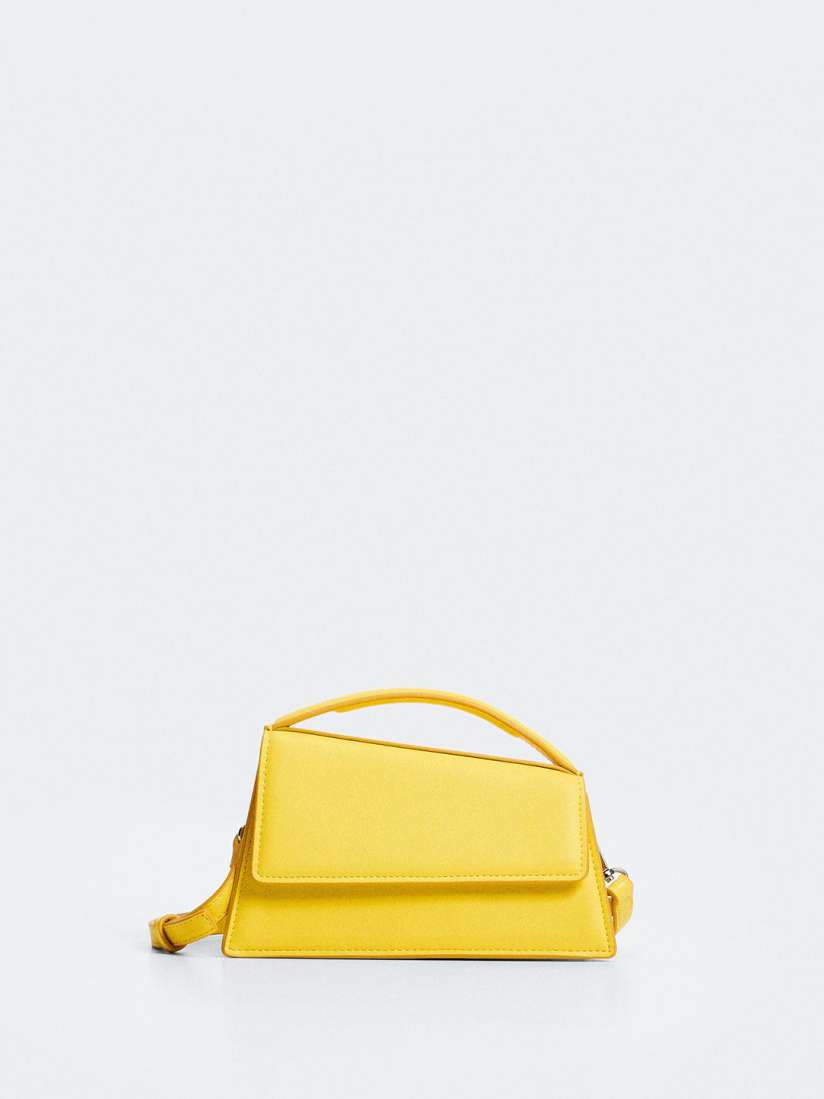 Buy MANGO Yellow Solid Structured Satchel Handbags for Women 20379536 Myntra
