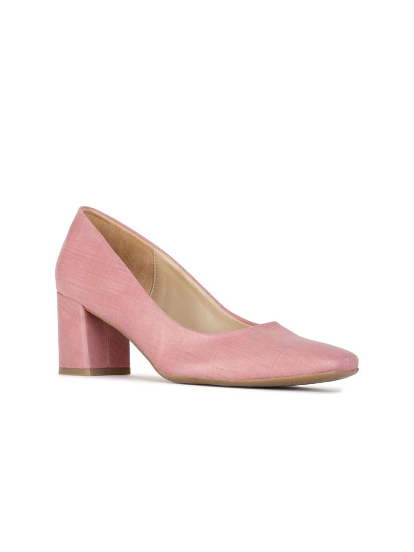 Buy Naturalizer Pink Leather Block Pumps Heels for Women 20385010 Myntra