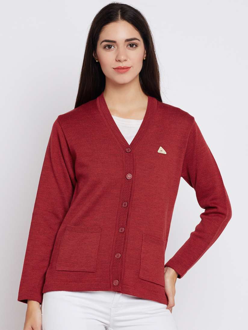 Buy Monte Carlo Women Red Woollen Solid Cardigan Sweaters for Women 2038837 Myntra