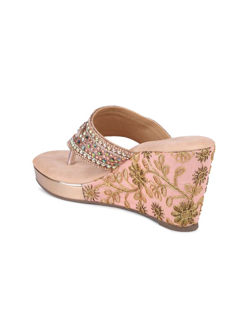 Rose gold wedge flip flops outlet
