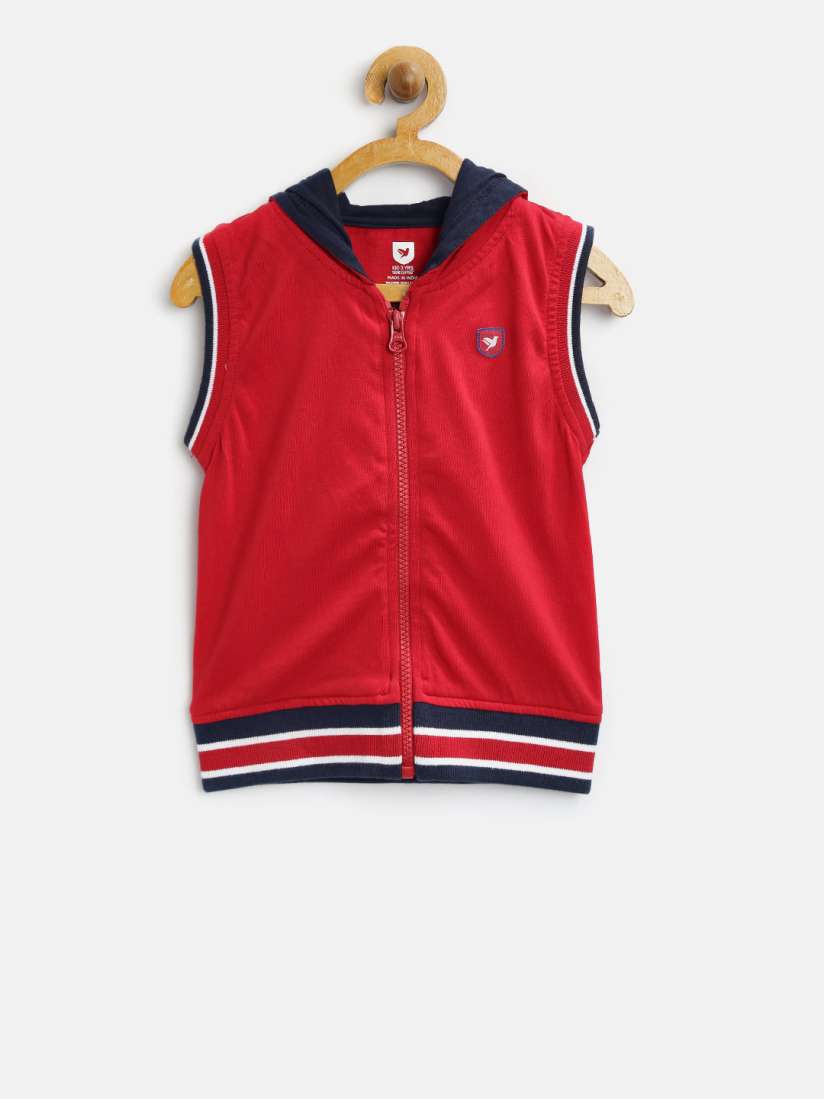 Buy 612 league Boys Red Solid Sleeveless Hooded Jacket Jackets for Boys 2039230 Myntra