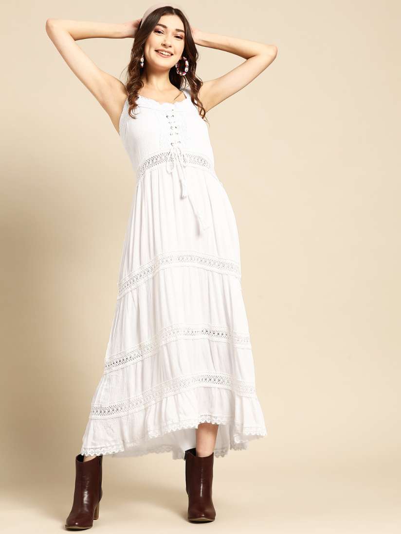 White maxi dress myntra outlet