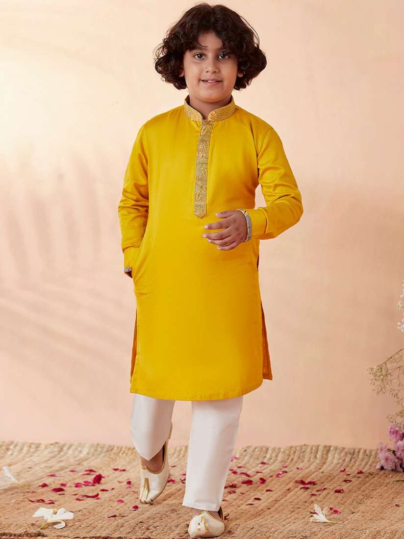 Buy Manyavar Boys Mustard Yellow Kurta with Pyjamas Kurta Sets for Boys 20399008 Myntra