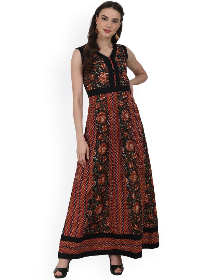 Nayo black printed anarkali kurta sales