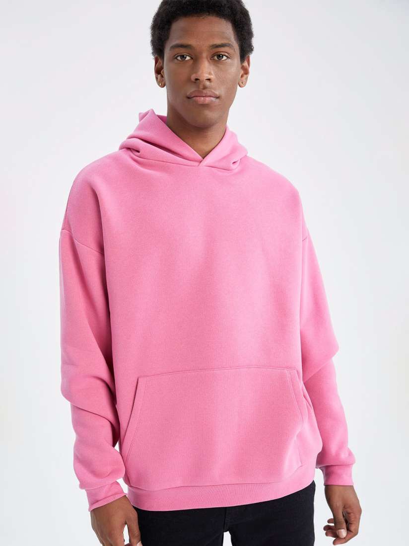 Buy DeFacto Men Pink Hooded Sweatshirt Sweatshirts for Men 20405494 Myntra