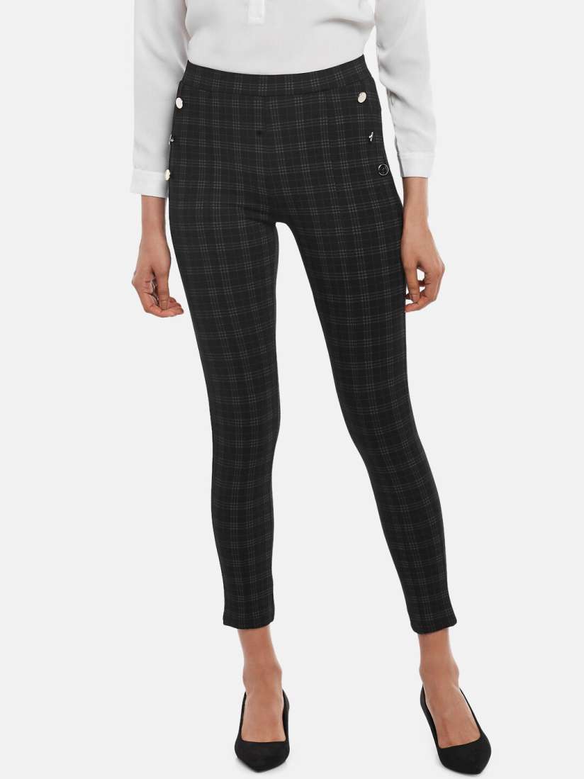 Buy Annabelle by Pantaloons Women Beige Black Skinny Fit Checked Treggings Jeggings for Women 20406632 Myntra