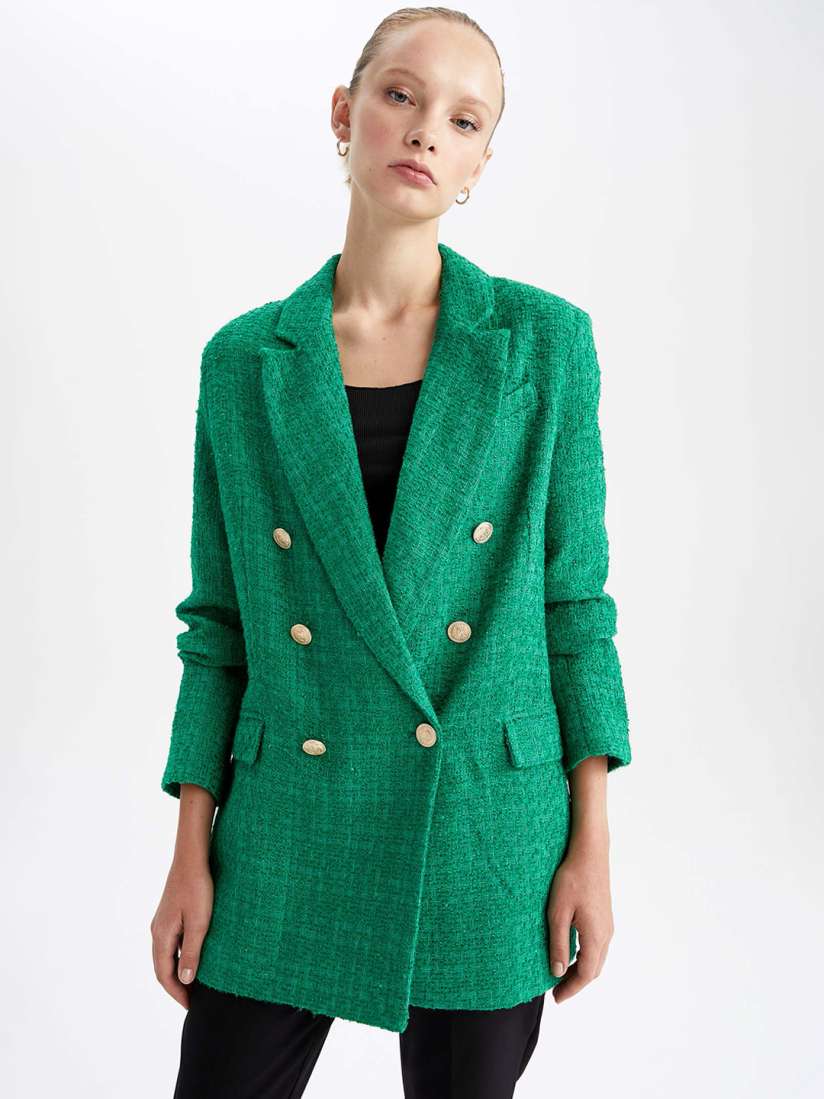 Buy DeFacto Women Green Solid Double Breasted Casual Blazer Blazers for Women 20407932 Myntra