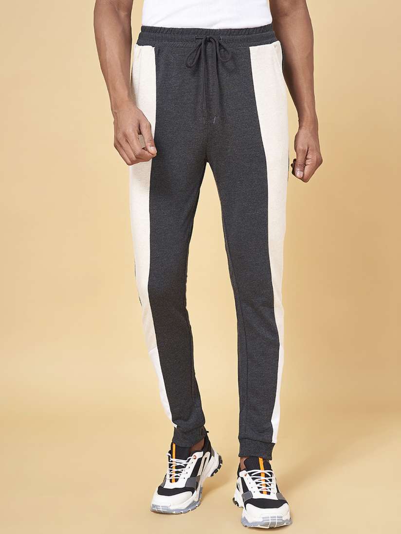 Buy Ajile by Pantaloons Men Black White Solid Cotton Slim Fit Joggers Track Pants for Men 20410670 Myntra