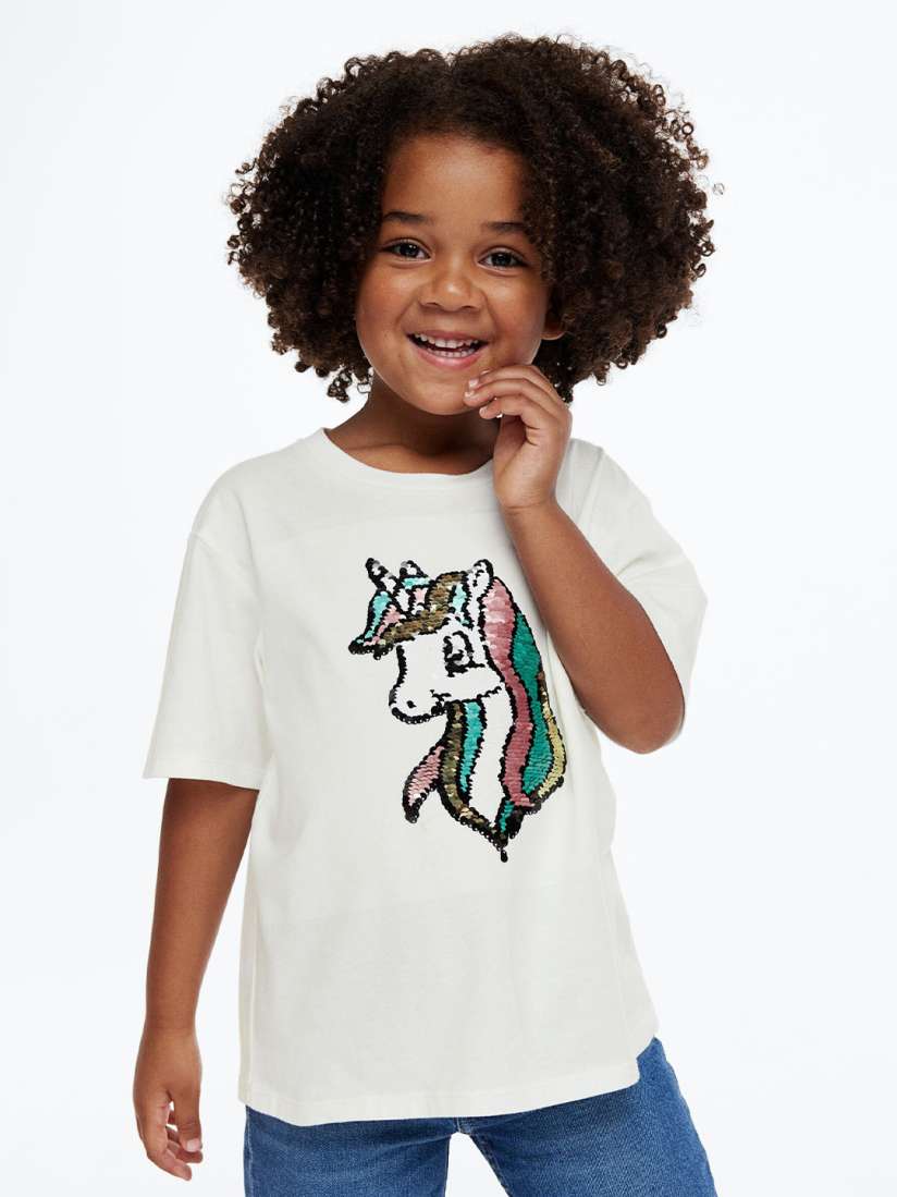 Buy H M Girls Reversible sequin motif T shirt Tshirts for Girls 20411872 Myntra