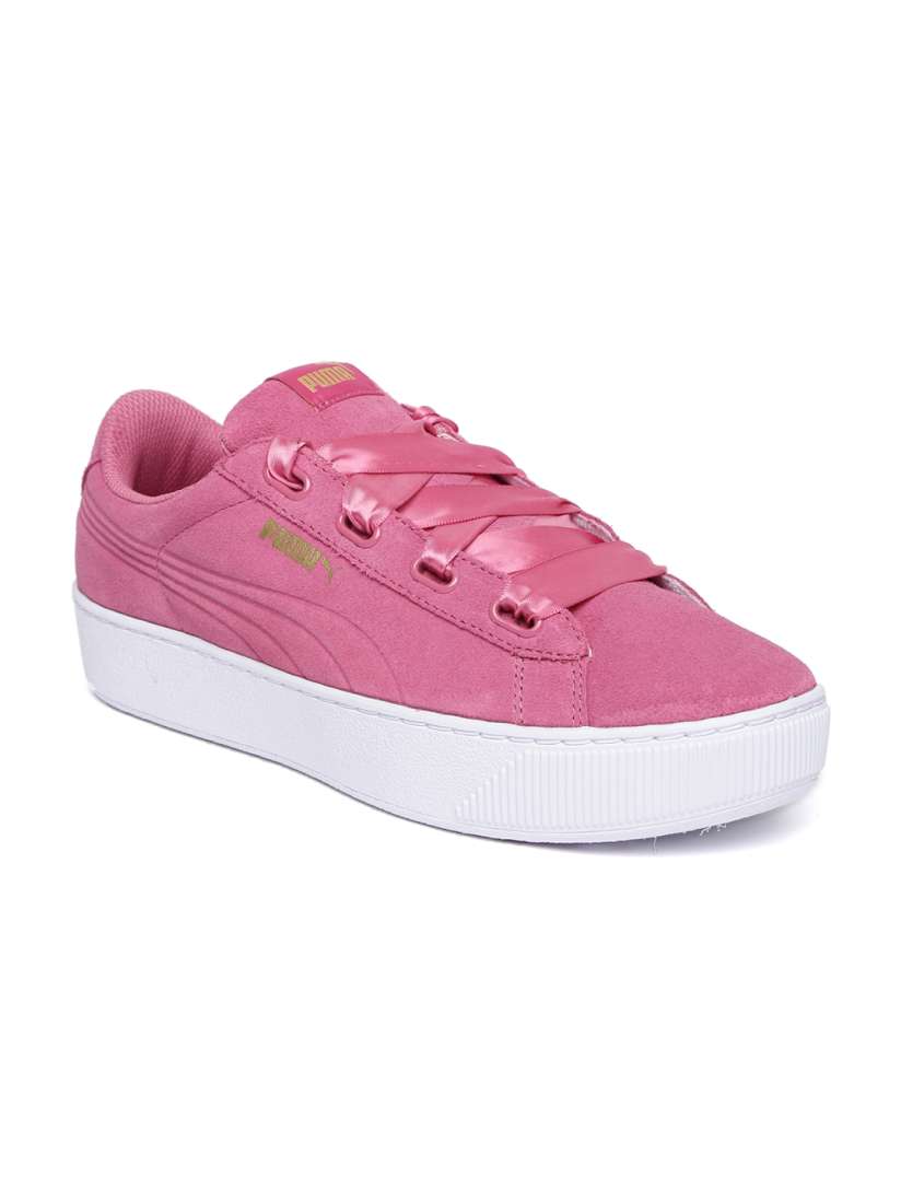 Puma ribbon shoes pink hot sale