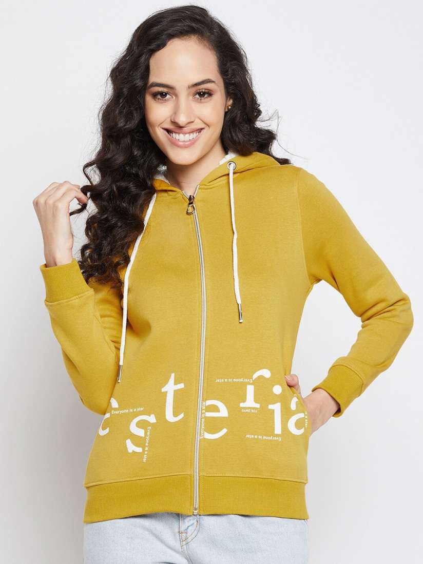 Buy Duke Women Yellow Printed Hooded Fleece Sweatshirt Sweatshirts for Women 20414254 Myntra