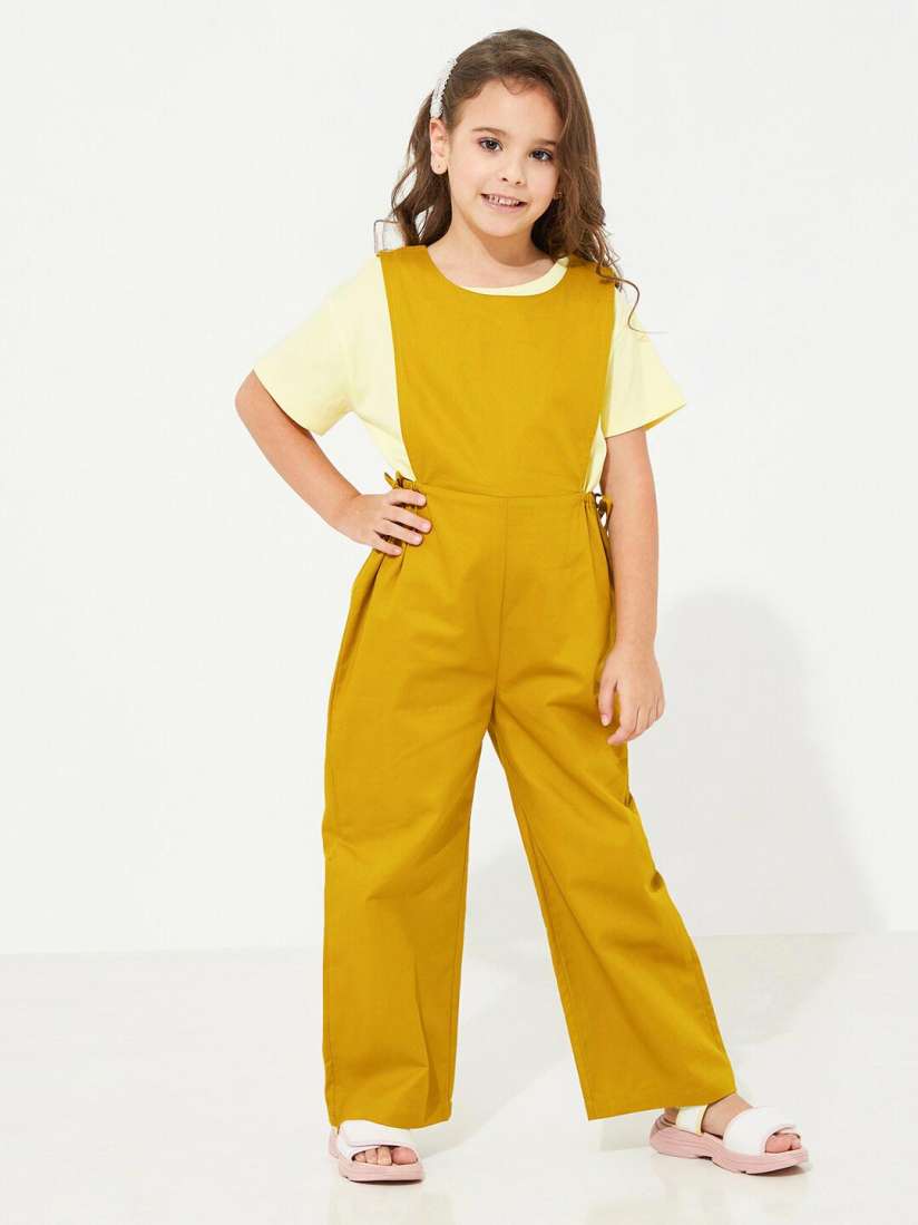 Buy Cherry Crumble Girls Mustard Basic Jumpsuit Jumpsuit for Girls 20414894 Myntra